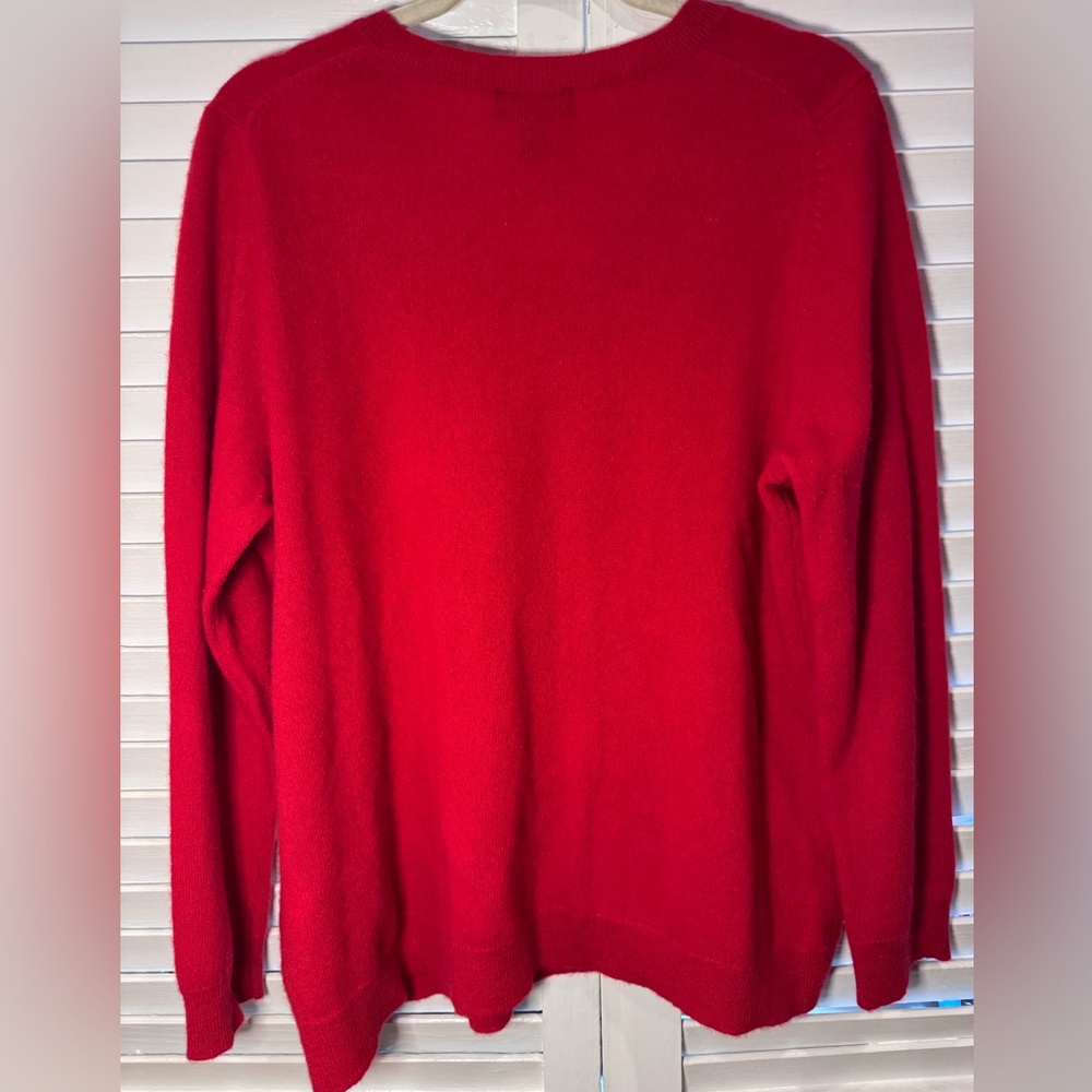 Charter Club 100% Cashmere Sweater Womens 2X Red V Neck Soft Classic Knit - Picture 2 of 4